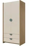 Mirjan24 Kinderkleiderschrank, Eiche, Blau, Holzwerkstoff, 2 Schubladen,...