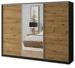 Masseno Schwebet&uuml;renschrank, Schwarz, Silber, Eiche Artisan, Holzwerkstoff, 9