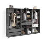 Livinity&reg; Kleiderschrank, Anthrazit, Holzwerkstoff, 15 F&auml;cher, 4 Schubladen,