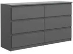 Masseno Kommode, Anthrazit, Holzwerkstoff, 6 Schubladen, 138.5x78.5x39 cm,