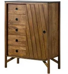 Massivmoebel24 Kommode, Braun, Holz, Echtholz,Mangoholz, 2 F&auml;cher, 5...