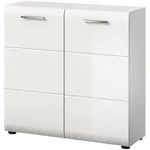 Inn.Furn Kommode, Wei&szlig; Hochglanz, Kunststoff, Nachbildung, Uni, 2 F&auml;cher,...