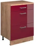 Vicco Erweiterungskommode, Rot, Eiche, Holzwerkstoff, 3 Schubladen, Rechteckig,