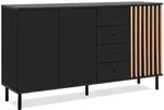 Furn.Design Sideboard, Schwarz, Eiche Artisan, Metall, Nachbildung,Eiche, Uni, 2