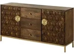 Massivmoebel24 Sideboard, Braun, Holz, Echtholz,Mangoholz, 2 F&auml;cher, 3 Schubladen,