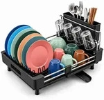 Relaxdays Abtropfgestell, Schwarz, Kunststoff, Metall, 52x24x35 cm, Kochen,