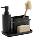 Relaxdays Sp&uuml;lbecken-Organizer, Schwarz, Metall, Kunststoff, 21x19x12 cm, Kochen,