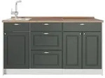 Vicco K&uuml;chenblock, Gr&uuml;n, Wei&szlig;, Holzwerkstoff, Rechteckig, 150x81.2x60 cm,...