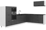 Vicco Eckk&uuml;che, Dunkelgrau, Wei&szlig;, Holzwerkstoff, Formgebogen, 327x153.6x51.6...