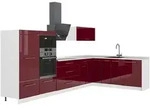 Vicco Eckk&uuml;che, Bordeaux, Wei&szlig;, Holzwerkstoff, Formgebogen, 347x153.6x51.6 cm,