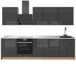 Vicco K&uuml;chenzeile, Anthrazit, Eiche, Holzwerkstoff, Rechteckig, 280x206.8x60...