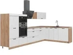 Vicco Eckk&uuml;che, Wei&szlig;, Eiche, Holzwerkstoff, Formgebogen, 347x153.6x60 cm,...