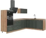 Vicco Eckk&uuml;che, Gr&uuml;n, Eiche, Holzwerkstoff, Formgebogen, 287x153.6x60 cm,...