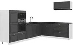 Vicco Eckk&uuml;che, Anthrazit, Wei&szlig;, Holzwerkstoff, Formgebogen, 327x153.6x51.6...