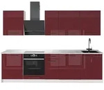Vicco K&uuml;chenzeile, Bordeaux, Wei&szlig;, Holzwerkstoff, Rechteckig, 280x206.8x51.6...