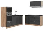 Vicco K&uuml;chenzeile, Anthrazit, Eiche, Holzwerkstoff, Rechteckig, 340x153.6x51.6...