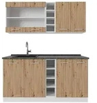 Vicco Singlek&uuml;che, Eiche Artisan, Wei&szlig;, Holzwerkstoff,...