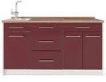 Vicco K&uuml;chenblock, Bordeaux, Wei&szlig;, Holzwerkstoff, Rechteckig, 150x81.2x60 cm,