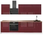 Vicco K&uuml;chenzeile, Bordeaux, Wei&szlig;, Holzwerkstoff, Rechteckig, 280x206.8x60 cm,