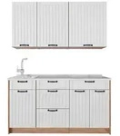 Vicco Singlek&uuml;che, Wei&szlig;, Eiche, Holzwerkstoff, Rechteckig, 150x81.2x60 cm,...
