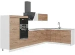 Vicco Eckk&uuml;che, Eiche, Wei&szlig;, Holzwerkstoff, Formgebogen, 347x153.6x51.6 cm,
