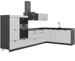 Vicco Eckk&uuml;che, Wei&szlig;, Anthrazit, Holzwerkstoff, Formgebogen, 347x153.6x51.6...