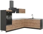 Vicco Eckk&uuml;che, Eiche, Anthrazit, Holzwerkstoff, Formgebogen, 287x153.6x60 cm,