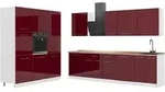 Vicco K&uuml;chenzeile, Bordeaux, Wei&szlig;, Holzwerkstoff, Rechteckig, 460x206.8x60 cm,