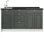 Vicco K&uuml;chenblock, Gr&uuml;n, Wei&szlig;, Holzwerkstoff, Rechteckig, 150x81.2x60 cm,...