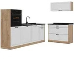 Vicco K&uuml;chenzeile, Wei&szlig;, Eiche, Holzwerkstoff, Rechteckig, 220x143x46 cm,...