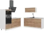 Vicco K&uuml;chenzeile, Eiche, Wei&szlig;, Holzwerkstoff, Rechteckig, 340x153.6x60 cm,