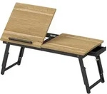 Homcom Betttisch, Eiche, Bambusholz, Echtholz,Bambus, 1 Schubladen, Rechteckig,