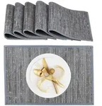 Relaxdays Tischset, Grau, Holz, Textil, Rechteckig, 45x0.3x30 cm, Wohntextilien,