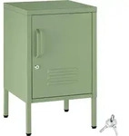 tectake Nachtschrank, Salbeigr&uuml;n, Metall, Quadratisch, 35x60.5x42.5 cm,