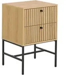 Nachtschrank Albany, Schwarz, Eiche, Holz, Metall, Holzwerkstoff, Eiche, furniert, 2
