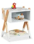 Relaxdays Nachttisch, Mehrfarbig, Holzwerkstoff, Holz, Grafikmuster, 34x42x30 cm,