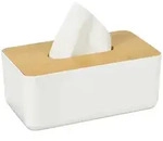 Relaxdays Kosmetikt&uuml;cherbox, Wei&szlig;, Kunststoff, Holz, 23x10x13 cm, Badaccessoires,