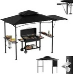 Grillpavillon, Schwarz, Metall, 123x253x201 cm, Sonnenschutz & Sichtschutz,...