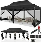 Faltpavillon, Schwarz, Textil, 300x335x600 cm, Sonnenschutz & Sichtschutz,...
