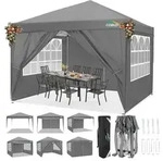 Faltpavillon, Grau, Textil, 300x260x300 cm, Sonnenschutz & Sichtschutz,...
