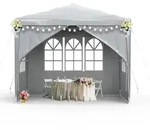 Gartenpavillon, Grau, Textil, 250x300x300 cm, Sonnenschutz & Sichtschutz,...