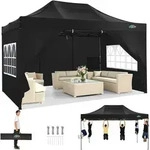 Faltpavillon, Schwarz, Textil, 300x330x450 cm, Sonnenschutz & Sichtschutz,...
