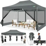 Faltpavillon, Grau, Textil, 300x336x450 cm, Sonnenschutz & Sichtschutz,...