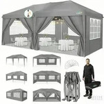 Faltpavillon, Grau, Textil, 300x320x600 cm, Sonnenschutz & Sichtschutz,...