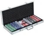 Homcom Pokerkoffer, Mehrfarbig, Kunststoff, 22x55.5 cm, unisex, Freizeit, Sport &