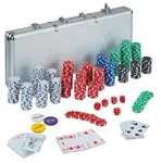 Relaxdays Pokerkoffer, Silber, Metall, Kunststoff, 56.5x6.5 cm, Spielzeug,