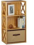 Relaxdays Regal, Hellbraun, Holz, Textil, 42x80x29 cm, Badezimmer, Badezimmerregale,