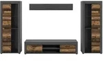 Mid.you Wohnwand, Grau, Natur, Glas, Holzwerkstoff, 4-teilig, 7 F&auml;cher, 310x159x35