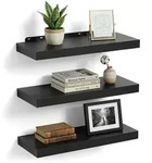 Relaxdays Wandregal, Schwarz, Holzwerkstoff, Metall, 50x4x23 cm, Wohnzimmer,...