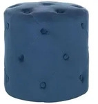 Beliani Pouf, Blau, Textil, 1-Sitzer, Rund, 40x40x40 cm, Wohnzimmer, Hocker,...